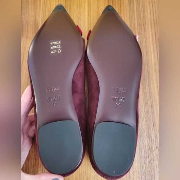 $700 New in Box 100% Authentic Women's Fendi Ballerina Flats Suede Red/Pink - Picture 6 of 11